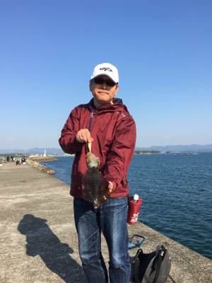 強風で苦戦の中の一杯