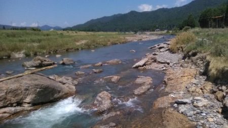 上桂川山国地区潜没橋での友釣り