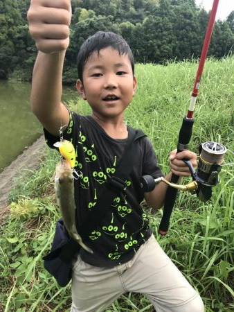 野池でバスつり
