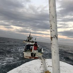 庄門丸伝馬船にて