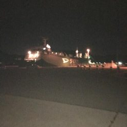 爆風の中なんとか一本