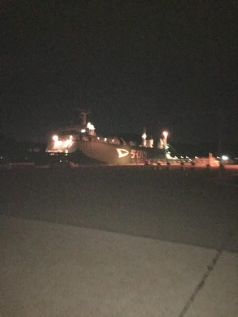 爆風の中なんとか一本