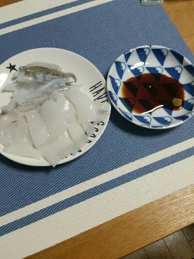 夕食のアオリイカ