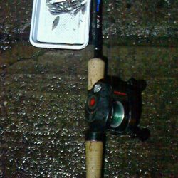 雨の中アナゴ釣り