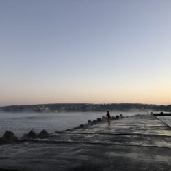 大時化の三国突堤にてシーバス