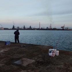 東二見水道でキス釣り