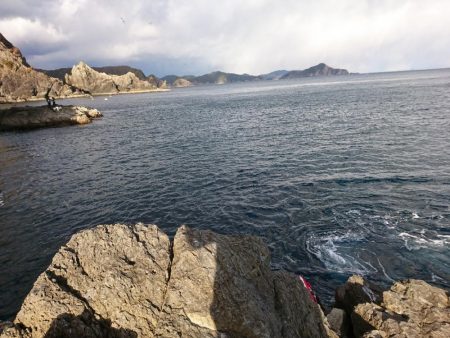 方座浦でグレ釣り