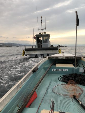 伝馬船でイシダイ釣れる