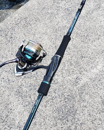 爆風と高波の中エギング