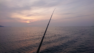 一文字突堤にて