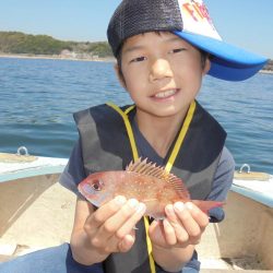 息子とボートキス釣り