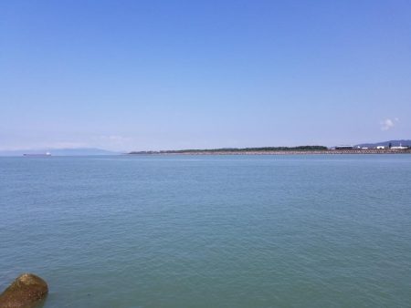 増水後の紀ノ川調査。写真はさば折り失敗…