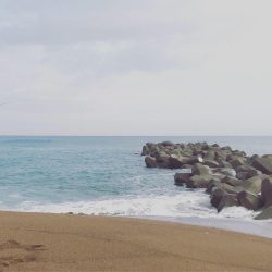 台風後の荒れサーフ