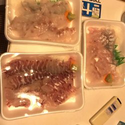 チヌ、ヒラメ、マゴチ三種盛り