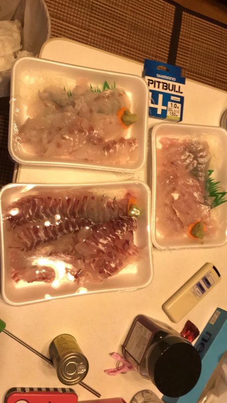 チヌ、ヒラメ、マゴチ三種盛り