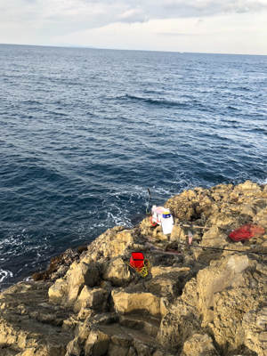 寒グレ狙いで磯フカセ釣り