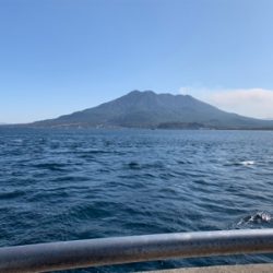 桜島を見ながらオオモンハタ