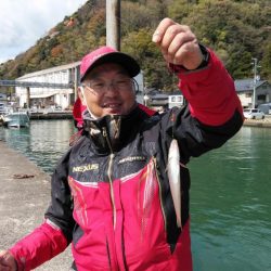 寒い津居山小島でキス狙い