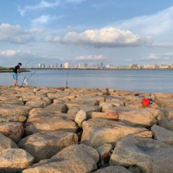 夕方河口でぶっ込み釣り