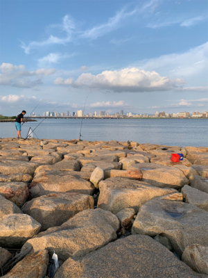 夕方河口でぶっ込み釣り