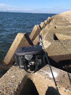 台風前、木材港でキス釣り(^。^)
