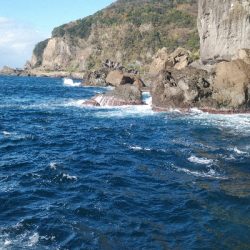 荒れる海で粘って一本