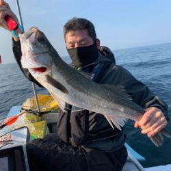 友人とボート釣行、ジギングでスズキ‼︎