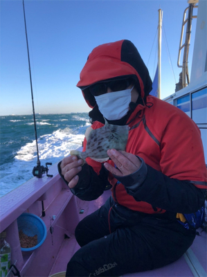 初カワハギ 鱗付完了