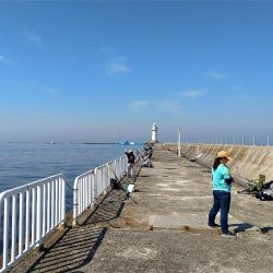 南港うみ釣り園 護岸で☆