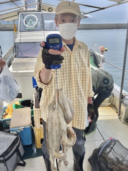 ７月１１日（月）の釣果（マダコ２.４kgと２.０kg含む船中３７杯）