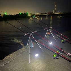 川の夜釣り