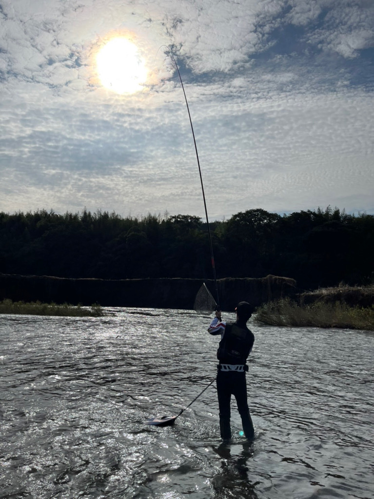 増水後の鮎掛け