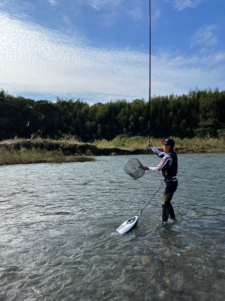増水後の鮎掛け