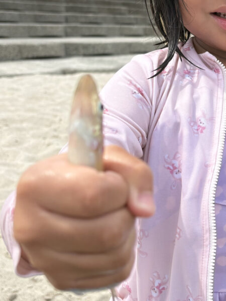 娘の釣りデビュー、ライトちょい投げ