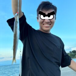 息子と太刀魚調査