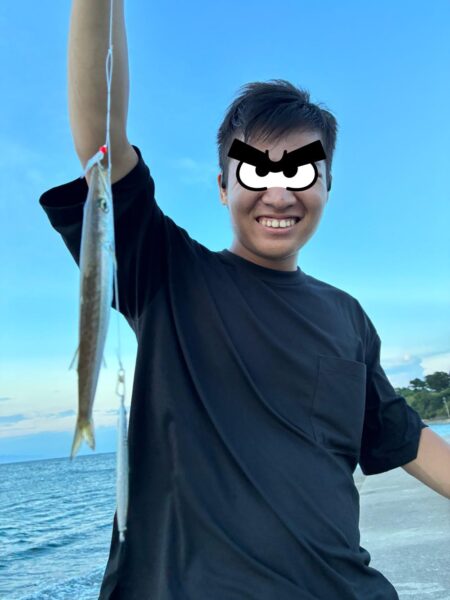 息子と太刀魚調査
